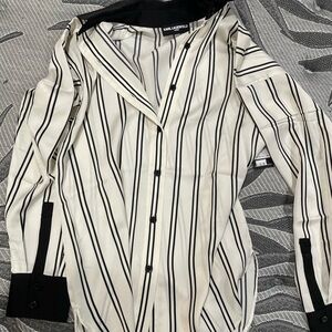 Karl Lagerfeld Striped Button-Up Blouse